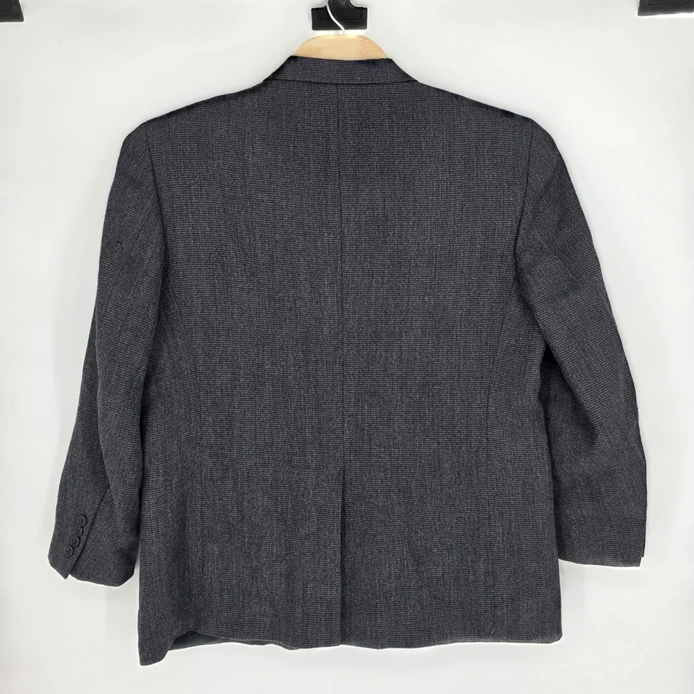 Vintage Etienne Aigner Blazer Men 46R Gray Houndstooth 100% Wool Classic Busines